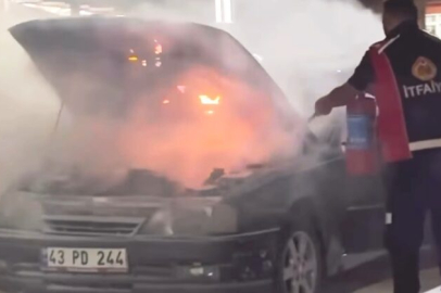 KÜTAHYA EMET İLÇESİNDE ARAÇ YANGINI